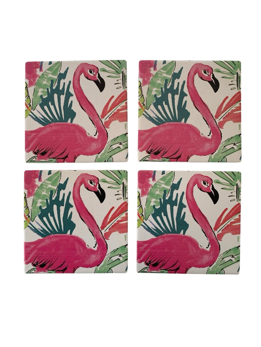 Pink Flamingo Tile Coasters - Set of 4